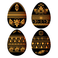 Set of easter eggs with ancient greek design  