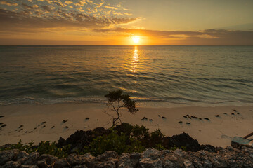 Beautiful sunrise over ocean in Zanzibar, Tanzania