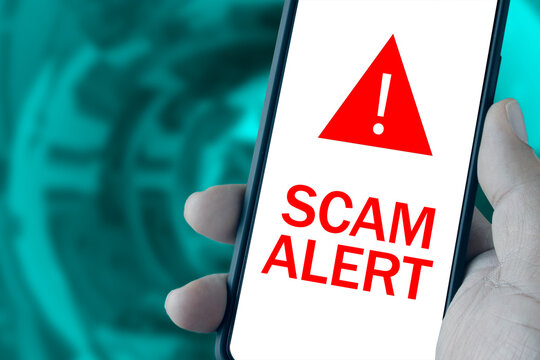 Scam Alert message on smartphone screen caused by cyber attack