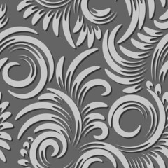 Floral brush line seamless pattern