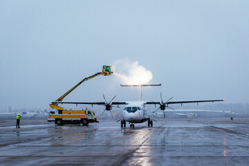 Ice treatment. Krasnodar Airport. Utair airline. January 2020