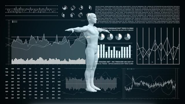 Data and report statistics, animation with graph diagrams.