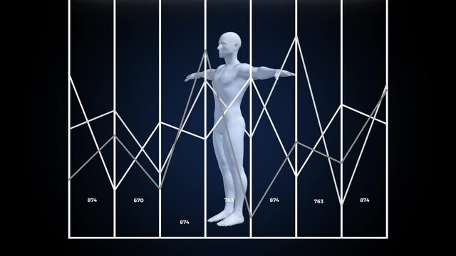 Data and report statistics, animation with graph diagrams.