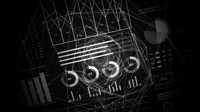 Data and report statistics, animation with graph diagrams.