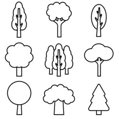 Tree line icon, vector outline logo isolated on white background