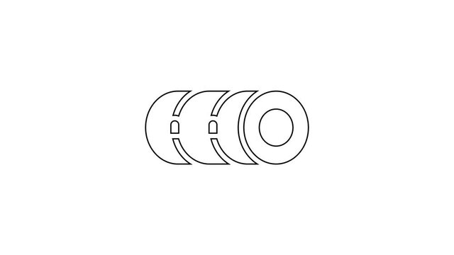 Black line Blanket roll icon isolated on white background. Camping roll mat. 4K Video motion graphic animation