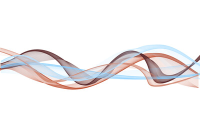 Curved wavy brown line on a white background. Abstract wave element for design.