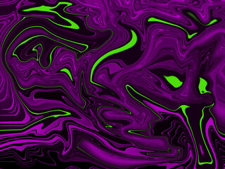 Obraz premium Abstract liquid dark purple gradient background, in the right corner the devil with green eyes