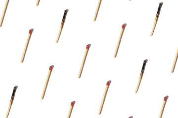 The concept of professional burnout on the example of matches. Seamless repeating pattern.