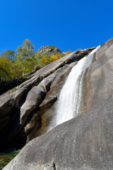 Fototapeta na wymiar Granitic slide for water fall in Val di Mello