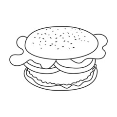 Burger vector icon.Outline vector icon isolated on white background burger.