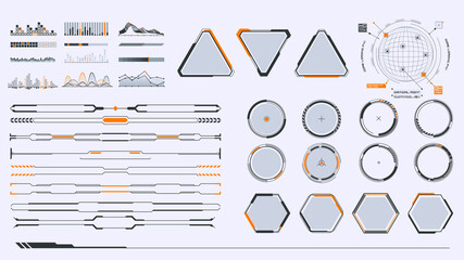 Set of Sci Fi Modern User Interface Elements. Futuristic Abstract HUD. Good for game UI. Vector Illustration EPS10