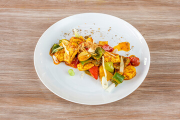 Kadai Chicken is a delicious, spicy and flavorful dish made with ground chicken, onion, tomato, ginger, garlic and fresh spices.