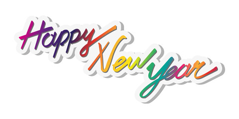 Happy New Year lettering in calligraphic style for banner and card designs