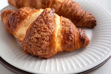 croissant with butter on a plate