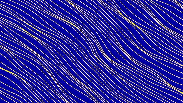 Thin wavy lines move diagonally. Motion. Radio waves move bending in diagonal stream. Stream of slowly moving fine lines or threads
