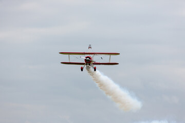 Aerobatics combined with a wingwalk on a biplane