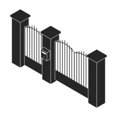 Fence vector icon. Black vector icon isolated on white background fence.