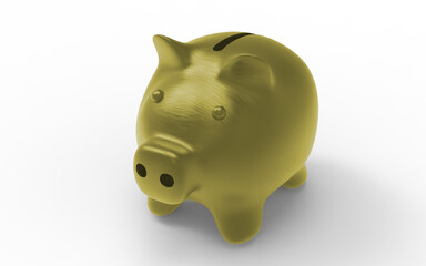 Yellow Piggy bank to save money economy finance and savings concept 3D illustration