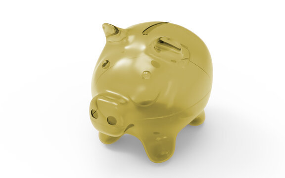 Yellow Piggy bank to save money economy finance and savings concept 3D illustration