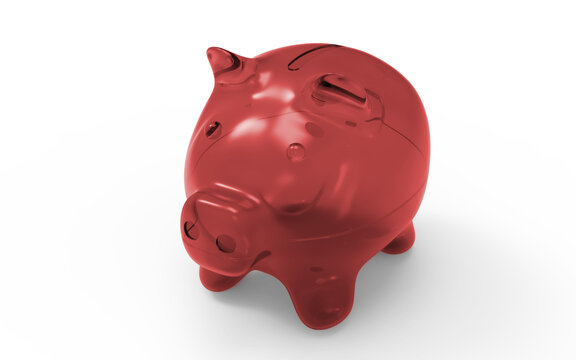 Piggy bank red to save money economy finance and savings concept 3D illustration