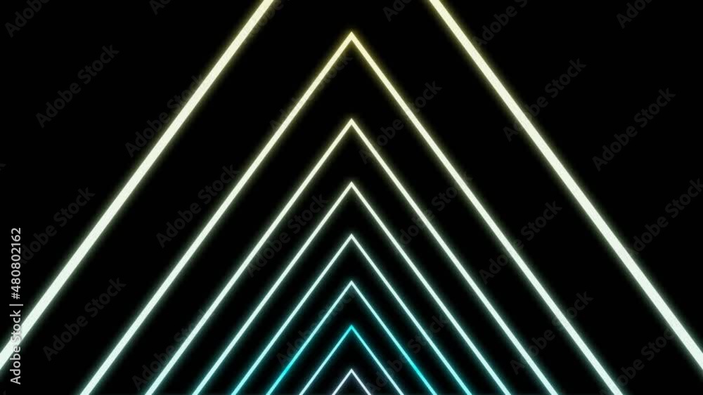 Poster A black triangular tunnel. Design. Shimmering triangles that go like a tunnel in abstraction.