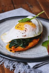 Spinach and Egg Sweet Potato Toast