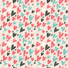 Cute pattern with hearts in beautiful colors.