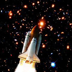 Rocket. Rocket tail. Rocket trace. The elements of this image furnished by NASA.