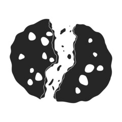 Cookies with crumbs vector icon.Black vector icon isolated on white background cookies with crumbs.