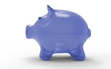 Blue Piggy bank to save money economy finance and savings concept 3D illustration