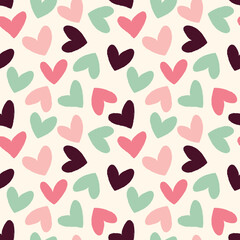 Fototapeta na wymiar Cute pattern with hearts in beautiful colors.