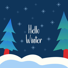 Fototapeta na wymiar Hello winter banner with snow 