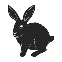 Fototapeta na wymiar Rabbit vector black icon. Vector illustration bunny on white background. Isolated black illustration icon of rabbit.