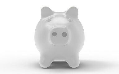 Piggy bank white to save money economy finance and savings concept 3D illustration