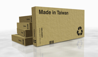 Made in Taiwan box pack 3d illustration