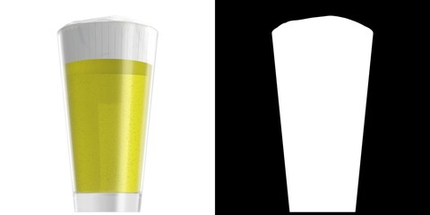 3D rendering illustration of a glass with beer