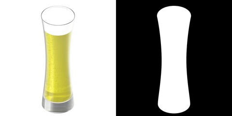 3D rendering illustration of a glass with beer