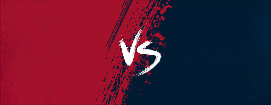 Versus battle concept background with dirty grunge effect. VS poster for gaming, sport, e-sport competition, confrontation, action fight in sport. Versus battle banner grunge. Vector illustration VS 