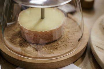 tete de moine close up view of delicious types of cheese