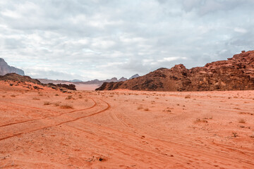 Fototapeta na wymiar Desert landscape - Wadi Rum, Jordan