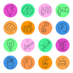 Creativity  icon set . Creativity  pack vector elements for infographic web. with trend color