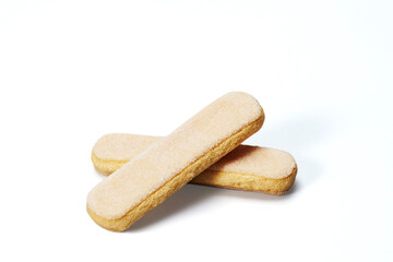 Italian savoiardi ladyfinger on neutral background