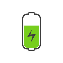 Charging and almost full battery. Charge level indicators. Vector icon isolated on white background