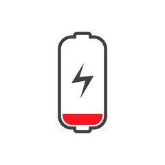 Charging and empty battery. Charge level indicators. Vector icon isolated on white background