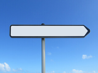 Road sign illustration with white copy space on tropical blue sky background. Martinique, French...