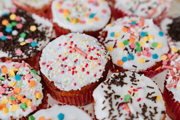 sugar glaze on Easter cakes or muffins. a traditional sweet treat.