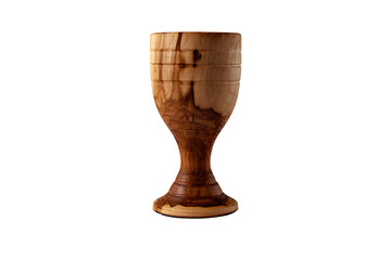 Wooden cup carved from cherries insulated on a white background