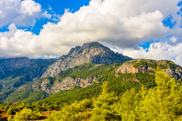 View on Taurus mountains not far from the city Kemer. Antalya province, Turkey