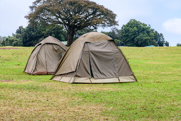 Tents at the campsite near ngorongoro crater. Ngorongoro conservation area, Tanzania